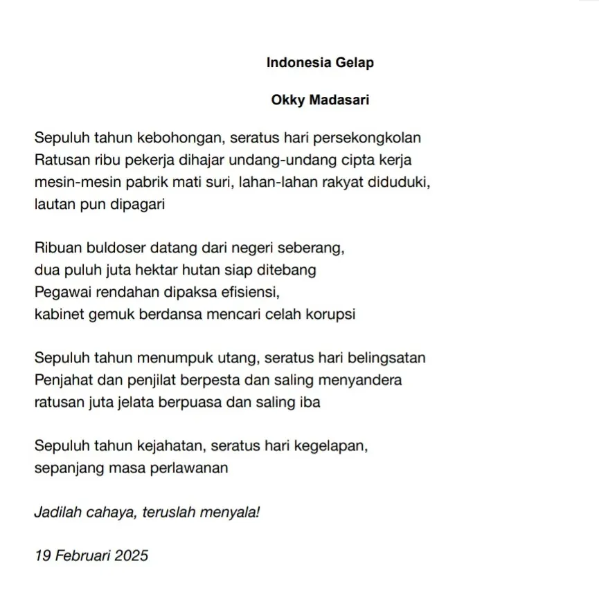 Puisi Indonesia Gelap